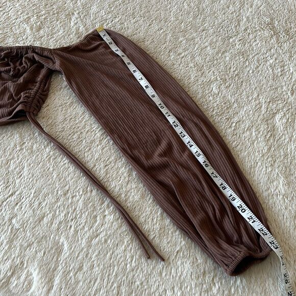 Fashion Nova ruched peasant top brown size small - Picture 14 of 16